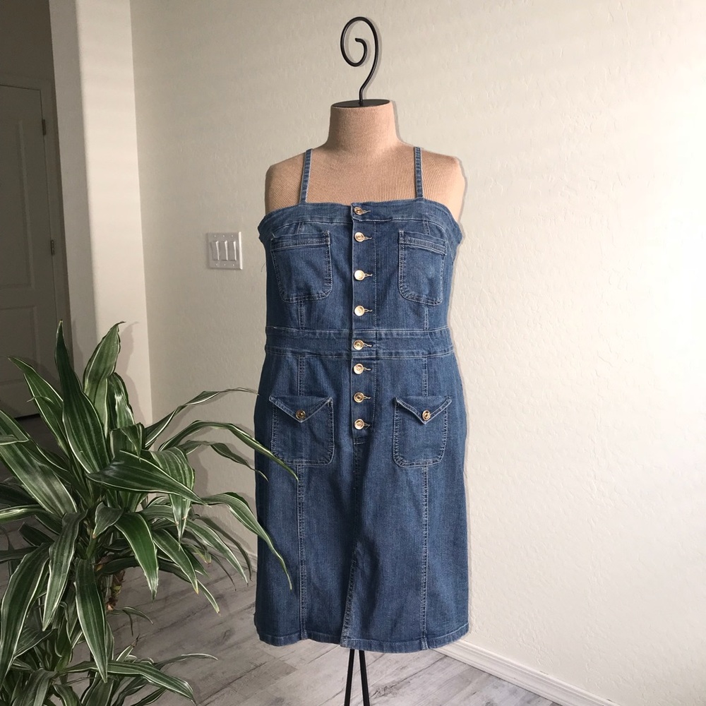 Denim Dress with spaghetti straps. Never Worn